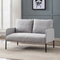 Wahson Canapé 2 Places en Lin Moderne Sofa Revêtement Tissu avec Rembourrage épais pour Salon, Gris
