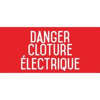 Danger : clôture électrique - Autocollant vinyl waterproof - L.200 x H.100 mm