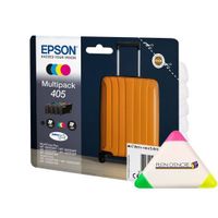 Pack 4 cartouche encre Epson 405 Valise pour imprimante Epson WF 7310 DWF WF7310DWF  + un surligneur PLEIN D’ENCRE