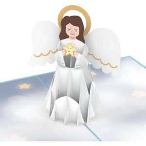 CARTE CORRESPONDANCE Carte popup ange gardien – Carte de baptême 3D ou d'anniversaire avec ange pour enfants (filles, garçons, filleul) –.[Z4756]