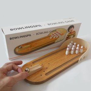 BALLE - BOULE - BALLON Mini Table de Bowling en bois, 1 ensemble, jouet d