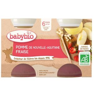 COMPOTE DESSERT FRUITÉ Babybio - Petit Pot Bébé Pomme Fraise - Bio - 2x13