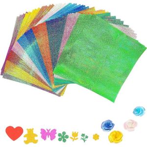 JEU DE ORIGAMI Papier Origami irisé carré brillant - SSS - 50 feuilles de 15 x 15 cm - Pour enfants et débutants