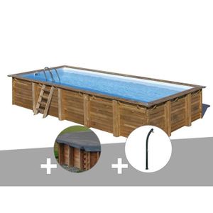 PISCINE Kit piscine bois Sunbay Braga 8,15 x 4,20 x 1,46 m + Bâche hiver + Douche