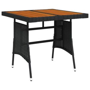 TABLE DE JARDIN  Table de jardin Noir 70x70x72 cm Résine tressée et acacia 