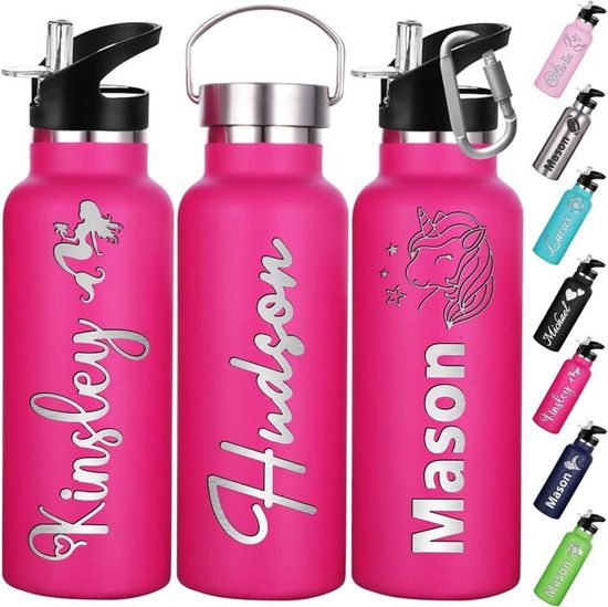 Gourde Isotherme Personnalisée - 500ml - Gravure Laser - Acier Inox - Cadeau Perso