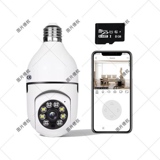 Caméra Surveillance Wifi Caméra Ampoule 2,4 Ghz Wifi Extérieur, Caméra De Sécurité 1080P E27, Caméras De Sécurité Multicolore