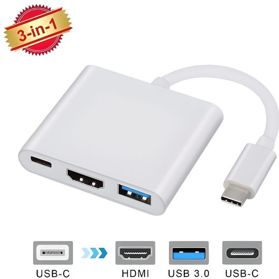 Alpexe USBC 3.1 convertisseur USB C Type vers USB 3.0/HDMI/TypeC pour Apple Macbook et Google Chromebook Pixel