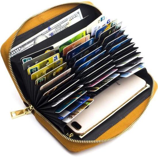 Portefeuille Cuir Femme - Porte-cartes Et Chéquier - Fermeture Éclair - Beige - Neuf Sans étiquette