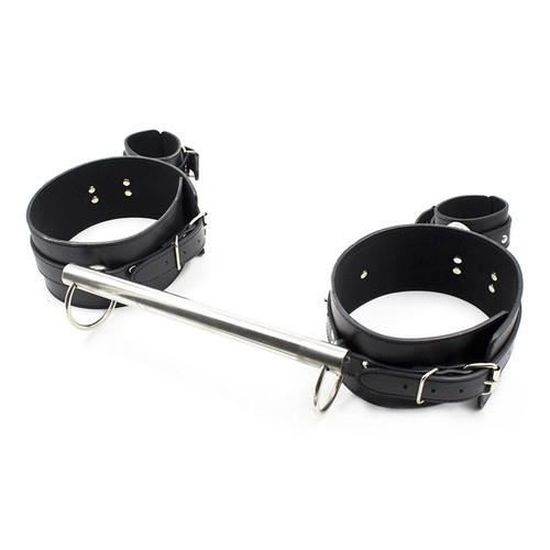 Barre De Soumission BDSM Avec Menottes Et Collier - Fetish Tentation - Argent Réglable