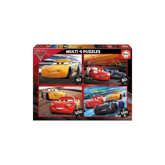 4 Puzzles Disney - Cars 3 - Voiture Flash Mcqueen Et Jackson Storm 50 ...