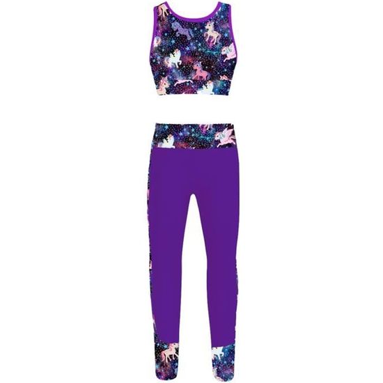 Ensemble De Sport Pour Fille - Legging Et Débardeur Dos Nu - Yoga, Danse, Gym - Tailles 3 à 14 Ans - Polyester - 4