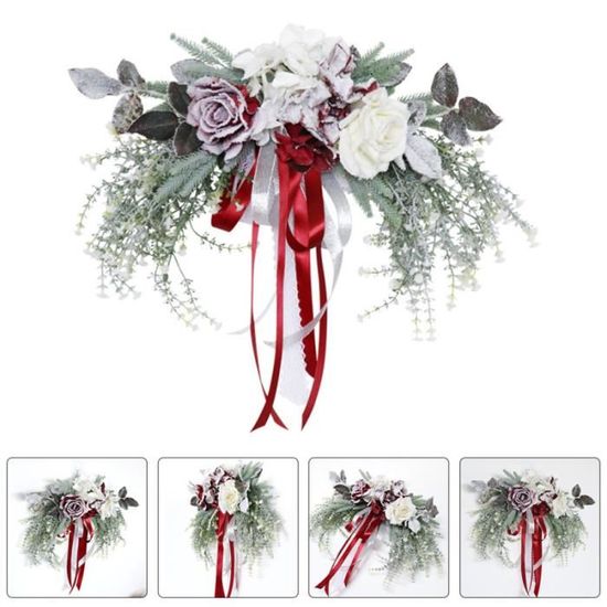 1pc décor suspendu à la guirlande de Noël de ornements de couronne fleur-plante artificielle - fleur sechee vase - coupe - fleur
