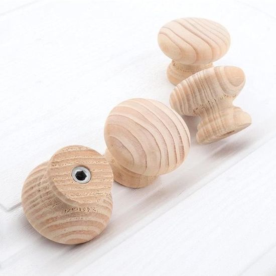 Poignées De Tiroir Rondes En Bois Rouge Marron – 33x23mm, Lot De 8 Avec Vis