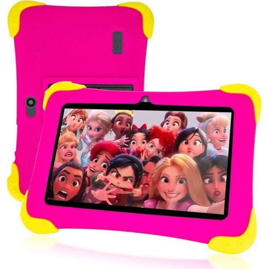 Tablette Enfant Laptok 7 Pouces Android 13 - 5GB RAM, 32GB ROM, Contrôle Parental, étui Antichoc Rose