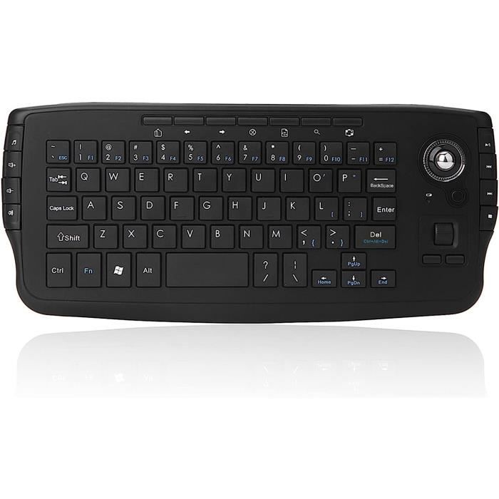 ZhenBaoTian Mini Clavier Multimédia 2,4 GHz Sans Fil Avec Souris Trackball Molette De Défilement Pour PC Android TV Box, Télécommande