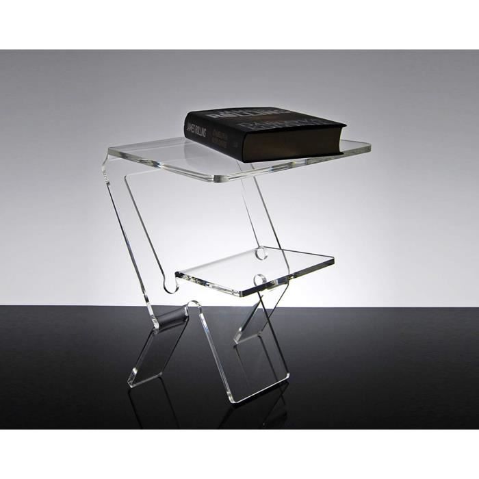 Petite Table Acrylique Transparente 40x30x50cm - Table De Chevet Avec Rangement Moderne Salon