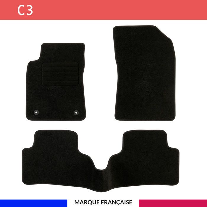 Tapis De Sol Sur Mesure Pour Citroën C1 II (depuis 2014) - Velours Noir, Antidérapant, Renforcé Pédale