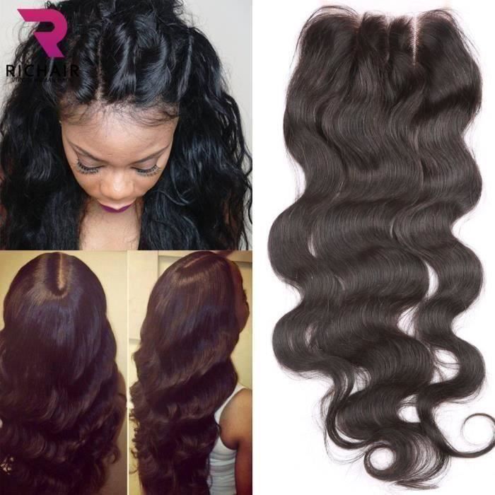 RICHAIR 3 Part Closure Body Wave Virgin Brazilian Hair 130% Density Lace Closure Natural Hair Color Bleached Knots With Baby Hair