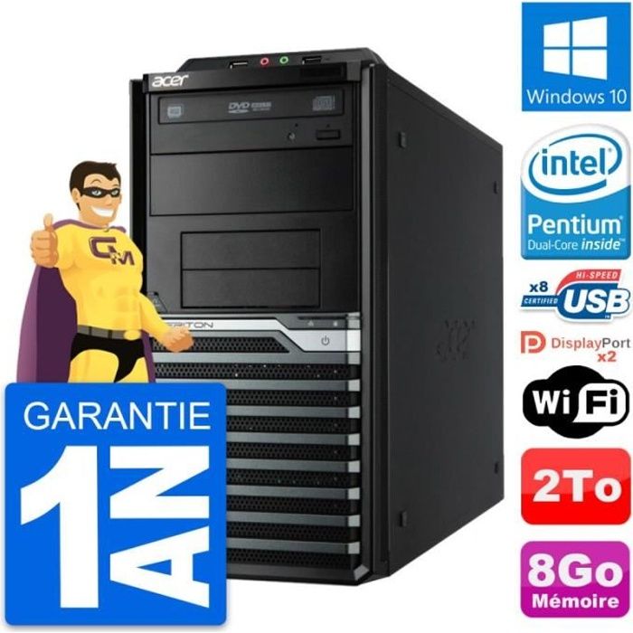 PC Tour Acer Veriton M4630G Intel G3220 RAM 8Go Disque Dur 2To Windows 10 Wifi