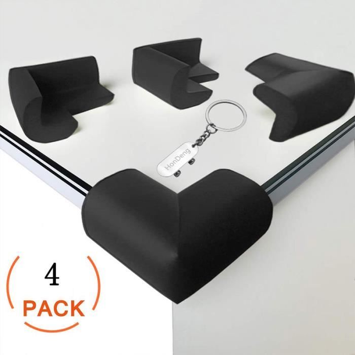 4pcs Protection Coin de Table,Mousse Souple Protection Sécurité Bébé Protege de Coins pour Tables et Tout Meubles Pointus,(Noir)