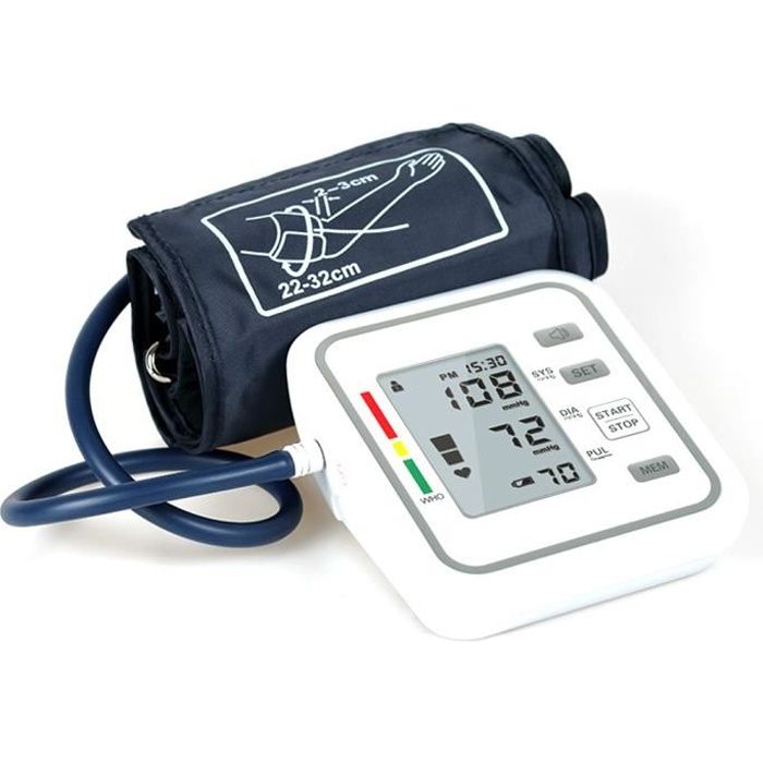 Tensiomètre électronique automatique de style bras avec grand écran LCD Pression artérielle intelligente numérique