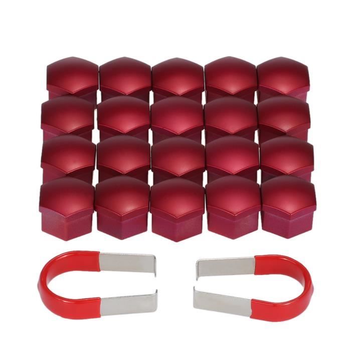 Jeu de 20pcs écrous de roue de voiture en plastique chromé universel de 17 mm avec cache-culot