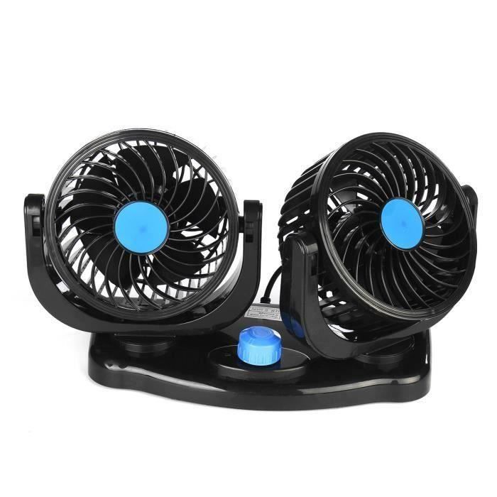 360 ° double Mini Ventilateur réglable de refroidissement à faible bruit pour voiture BLEU Bo40098