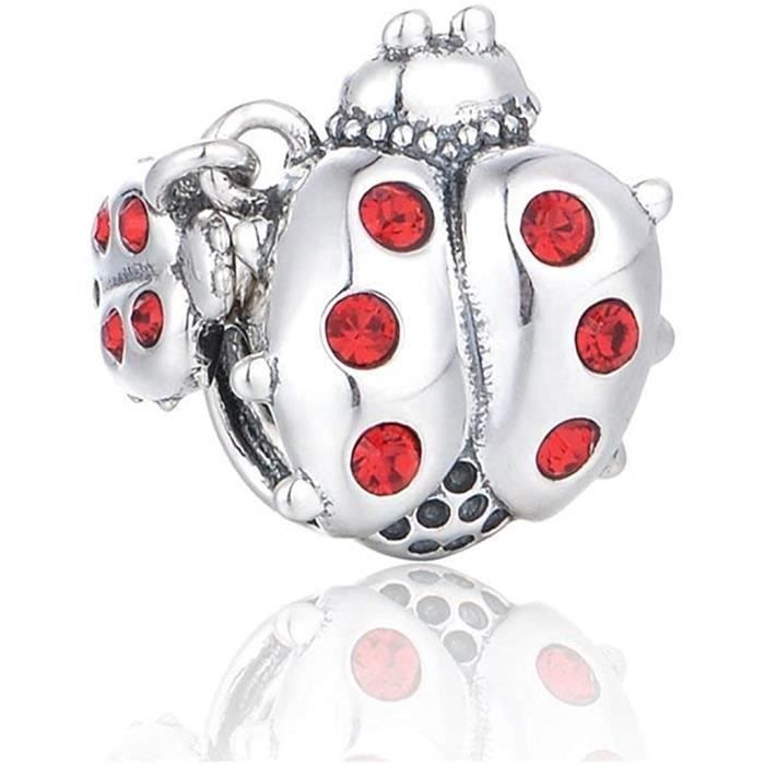DIAN Jewellery Coccinelle Avec Bébé Breloque - 925 Argent Sterling Breloque Pour Bracelet - Compatible Avec Pandora Bracelets...