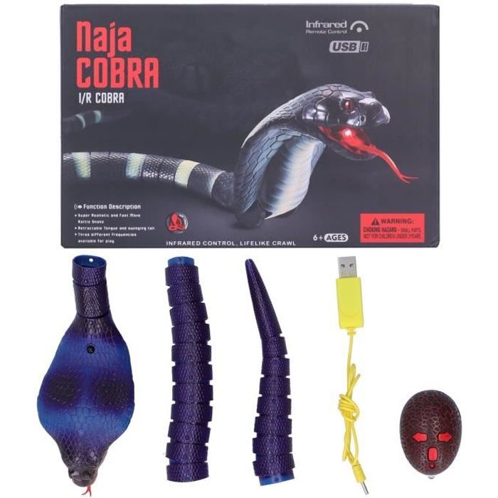 Jouet de serpent télécommandé Télécommande infrarouge Snake Toy Simulation Snake Animal Model Electric Trick Toy (Blue) HB014
