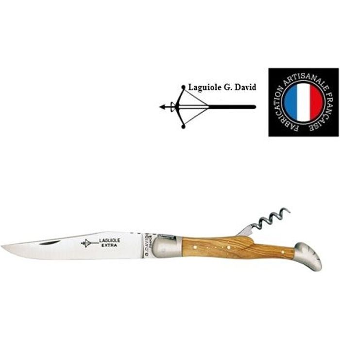 Couteau Laguiole G David Manche 12cm olivier