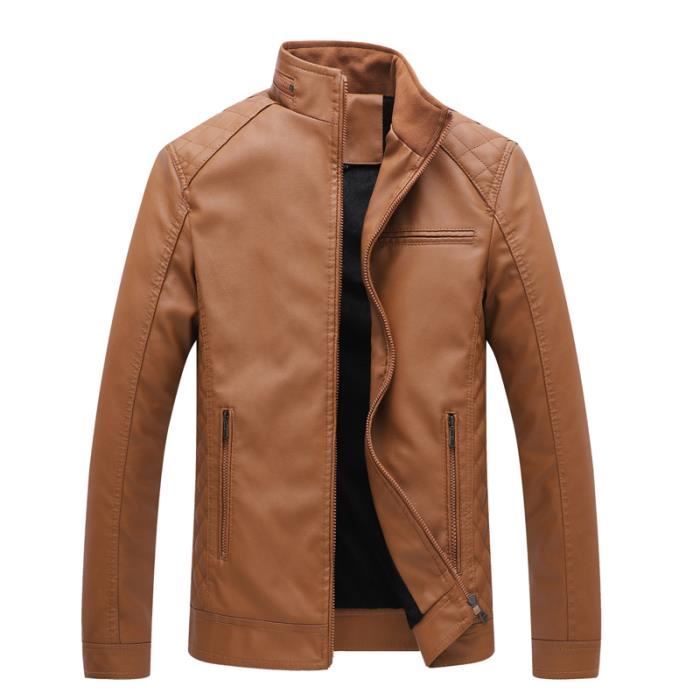 Veste Homme Veste en cuir PUCuir Veste Couleur Unie Veste Décontractée Nouveau Veste Homme Cuir Velours