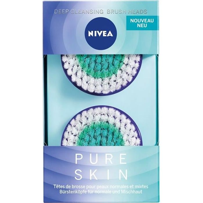 NIVEA NIVEA Têtes de brosses Pure Skin 2 pièces - Pour peaux normales à mixtes