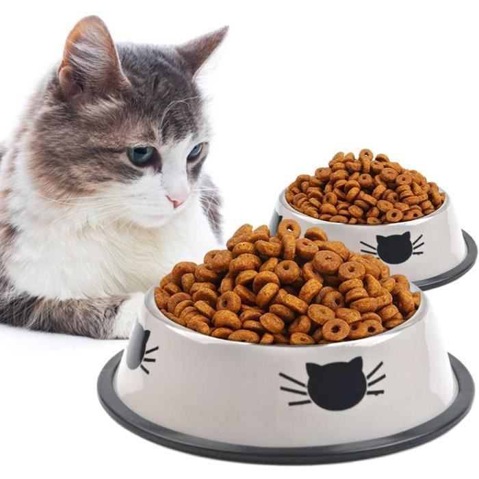 Gamelle Bols Pour Chat Inoxydable en Acier Inox Antidérapant Bols pour Chat Support Bol pour Chien, Bols pour Chat Antidérapants