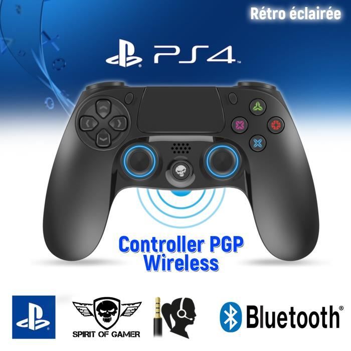Manette sans fil PS4 PS3 PC rétro éclairée bleue Spirit of gamer - Bluetooth