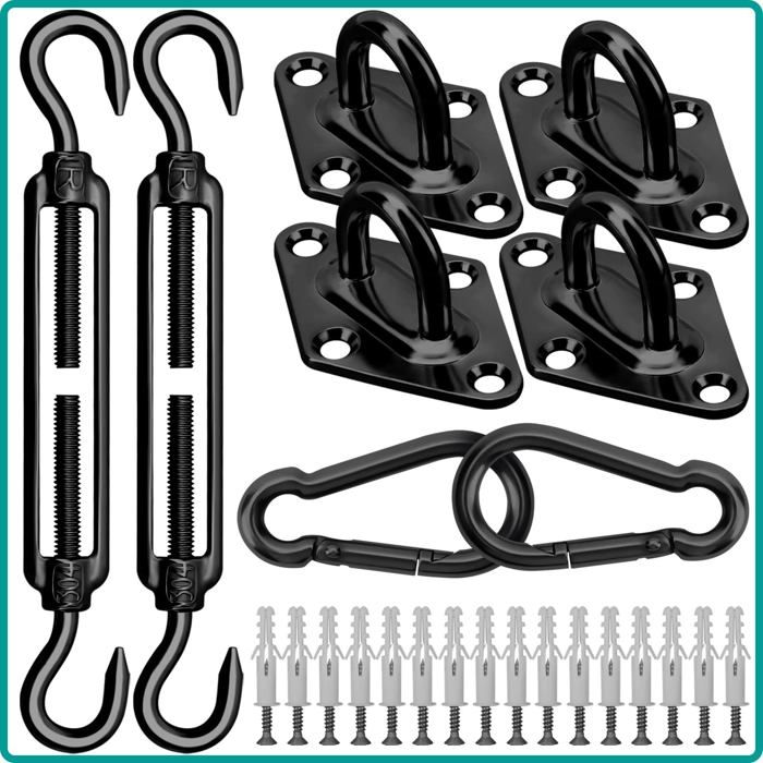 Kit Fixation Voile D'ombrage 40 Pièces - Acier Inoxydable 304, Support 64kg, Facile à Installer