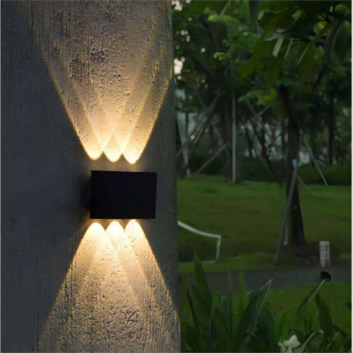 WOTTES Applique Murale Interieur/Exterieur 6W 1 pcs Noir Applique Murale LED Blanc Chaud Lampe Murale Pour Jardin Couloir