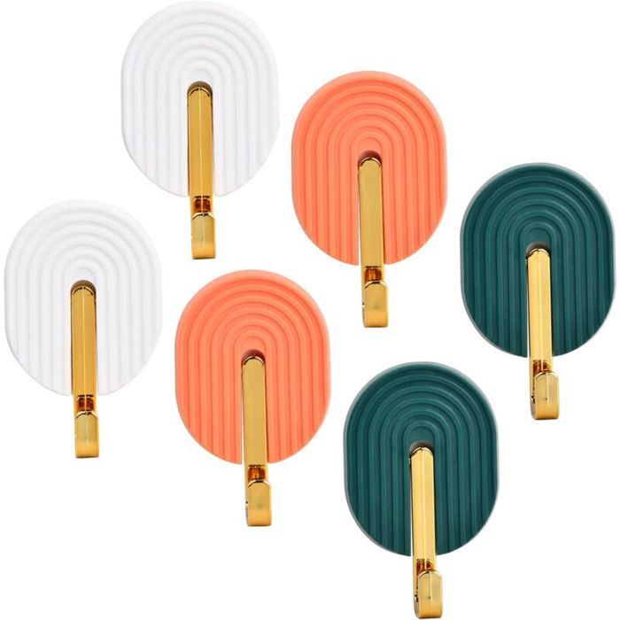 Crochet adhésif mural - LARGEIGHT - 6 pièces - Imperméable - Couleurs multiples - Design contemporain
