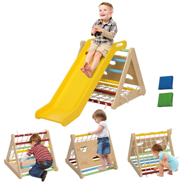 AIYAPLAY 4 en 1 Arche Escalade Enfants, Chaise à Bascule avec Coussin, Rampe Double-Face pour