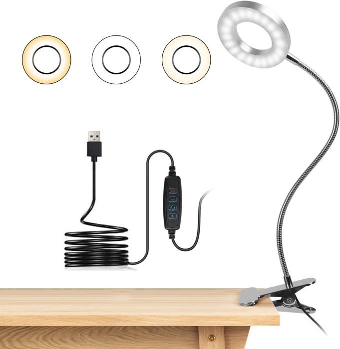 Lampe de Bureau - 8W - 48 LED - 3 Modes dÉclairage - 10 Niveaux de Luminosité