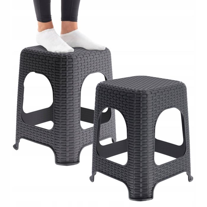 KADAX Tabouret Tabouret de Cuisine Rotin Anthracite 2 pcs