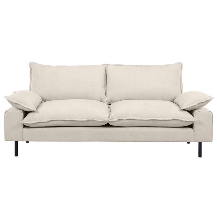 Miliboo - Canapé design 3 places en tissu effet velours beige et métal noir DORY