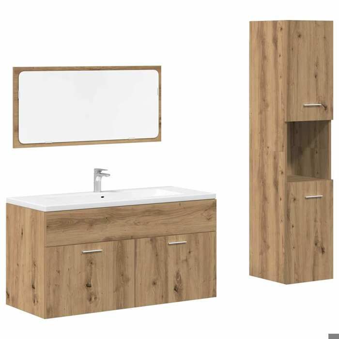 Bonne qualité - Mobilier Ensemble de meubles salle de bain 3 pcs Salle de bain et WC - BONNIE - Bois dingénierie DECO M7848075
