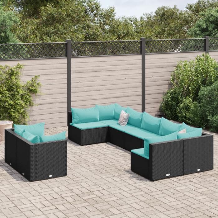 VidaXL Ensemble Salon de Jardin 9 Pièces avec Coussins Aluminium - vue 3