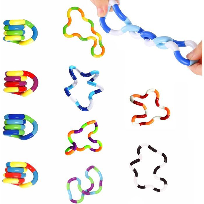 Powmag 5 Fidget Twister Tangle – Jouet Anti-stress Torsadé, Multicolore, Démontable – Pour TDAH, Autisme, Concentration