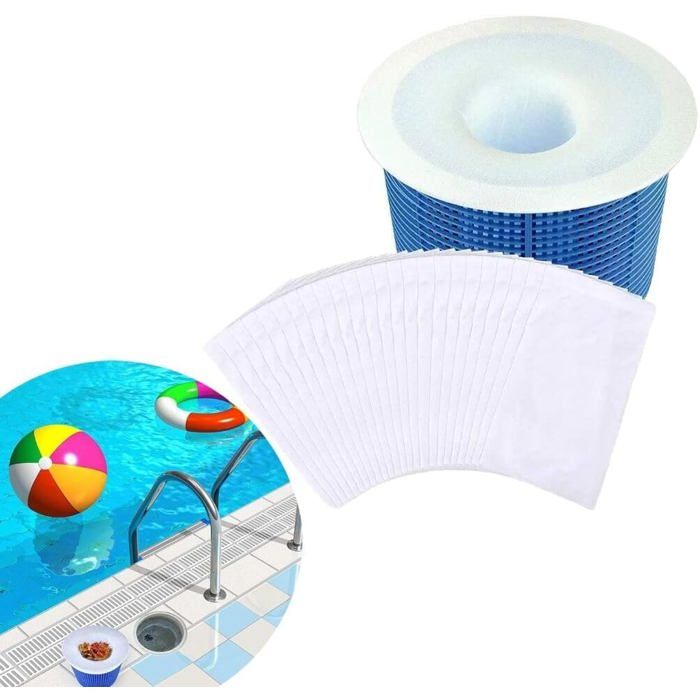 20 Chaussettes Filtre Skimmer Piscine – Sacs Nylon Ultra-Fin Pour Panier Écumoire – Lot Économique