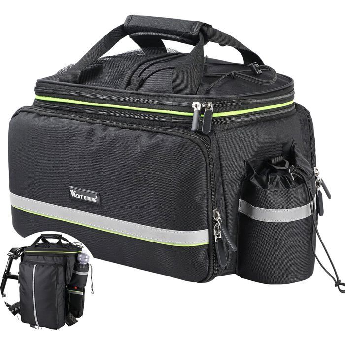 Sacoche Vélo Arrière UBORSE 10-35L Étanche Pliable 3-en-1 - Porte-Bagages VTT Avec Bandes Réfléchissantes Gris