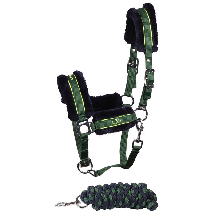 Comparer les prix de Ensemble licol et longe pour cheval Harrys Horse Soft Stout! - Vert - Poney