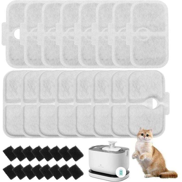 Comparer les prix de 32 Pièces Filtre de Fontaine à Eau Petlibro pour Chat Emballé 16 Cartouches Filtrantes et 16 Eponges en Mousse Label