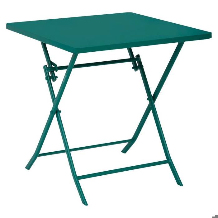 Table de jardin 2 places Greensboro pliable 70x70cm vert opale - Hespéride
